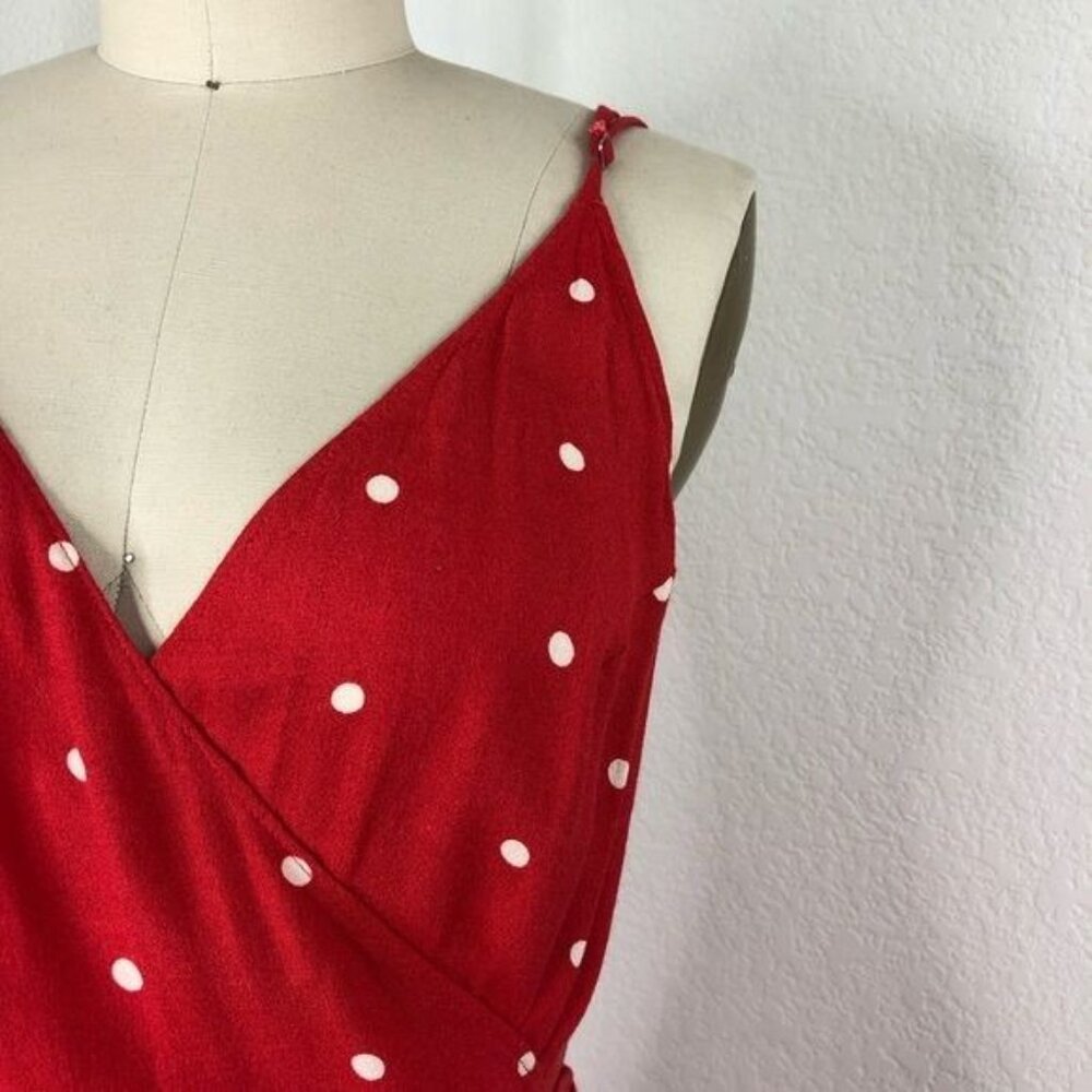 Reformation Anouk Polka Dot Wrap Dress Frill Tulip - Picture 8 of 14